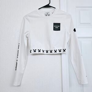 Lacoste x Minecraft White Cropped T-Shirt Size S 38 Gamer Streetwear Collab